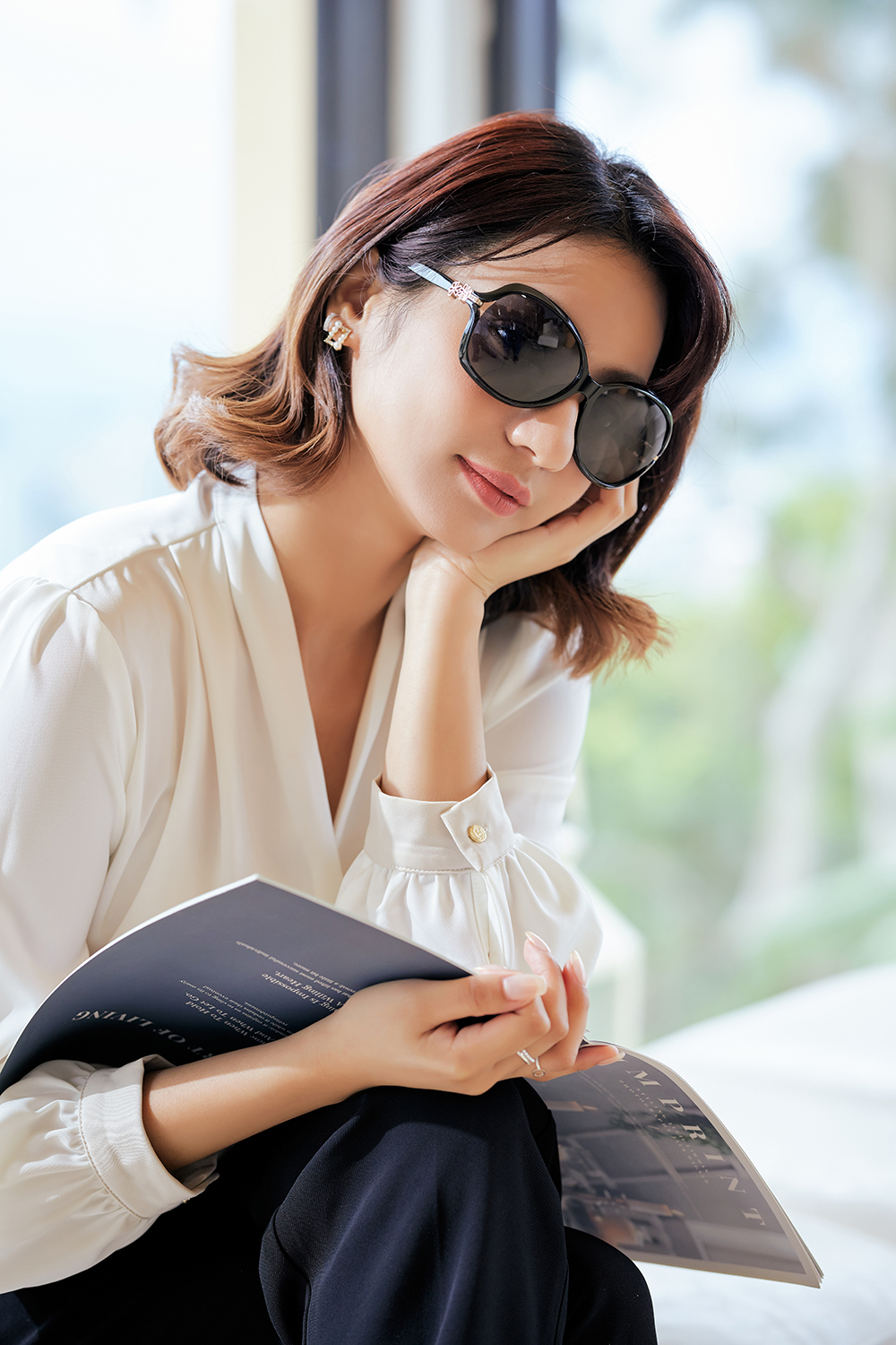 SOU・SOU l 梔子花 蝴蝶框太陽眼鏡❀博學黑