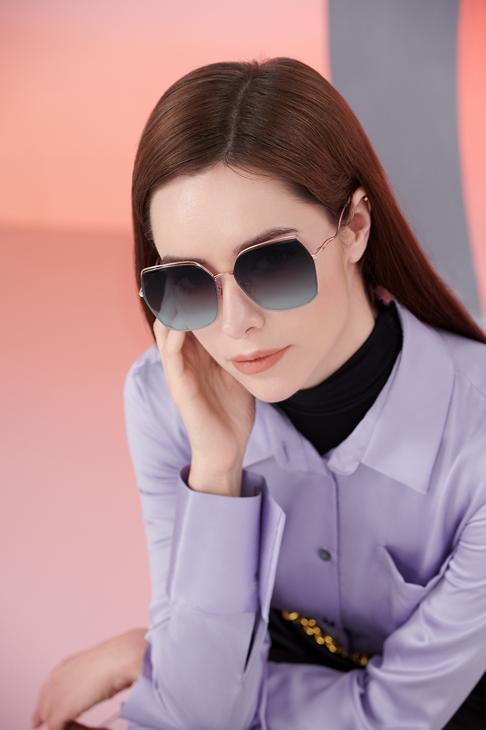 Helen Keller 精緻多邊框太陽眼鏡 漸變灰