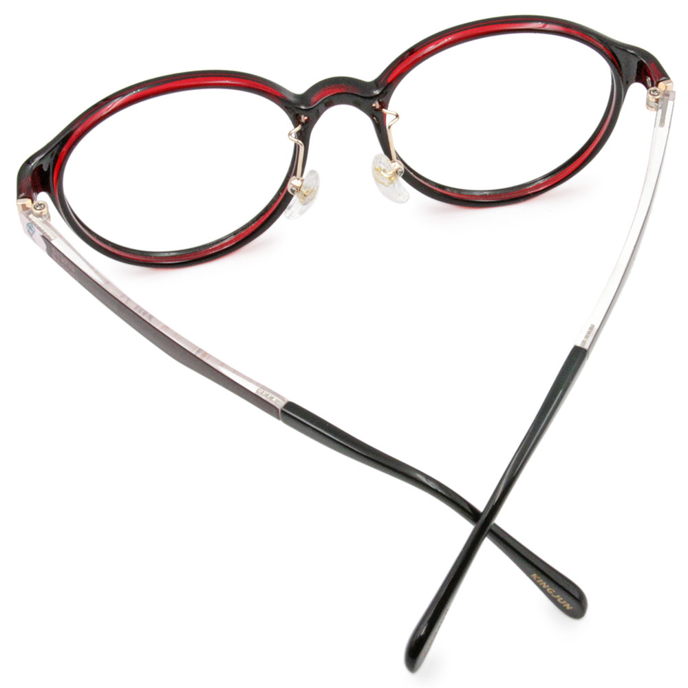 ❰台灣設計師聯名❱_KINGJUN系列｜他是蠢兔 圓框眼鏡 ｜霧黑/透紅