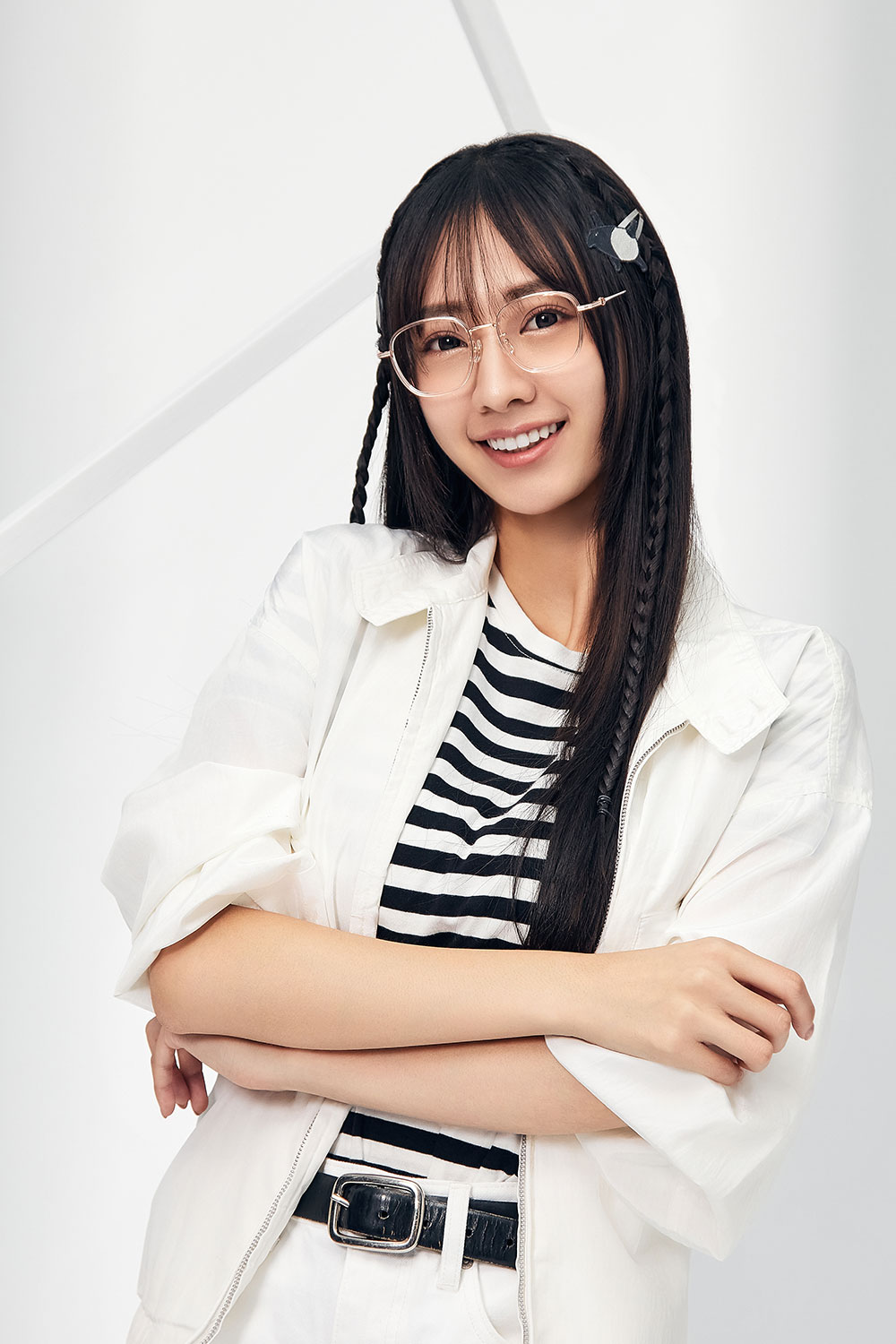 ❰台灣設計師聯名❱_LAIMO系列｜簍空立正來貘 套圈框眼鏡｜櫻花粉