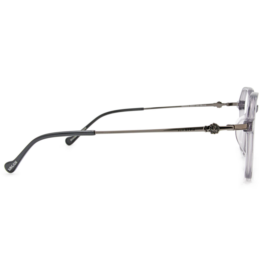 ❰台灣設計師聯名❱_KINGJUN系列｜病毒花也很可愛 多邊框眼鏡 ｜深透灰