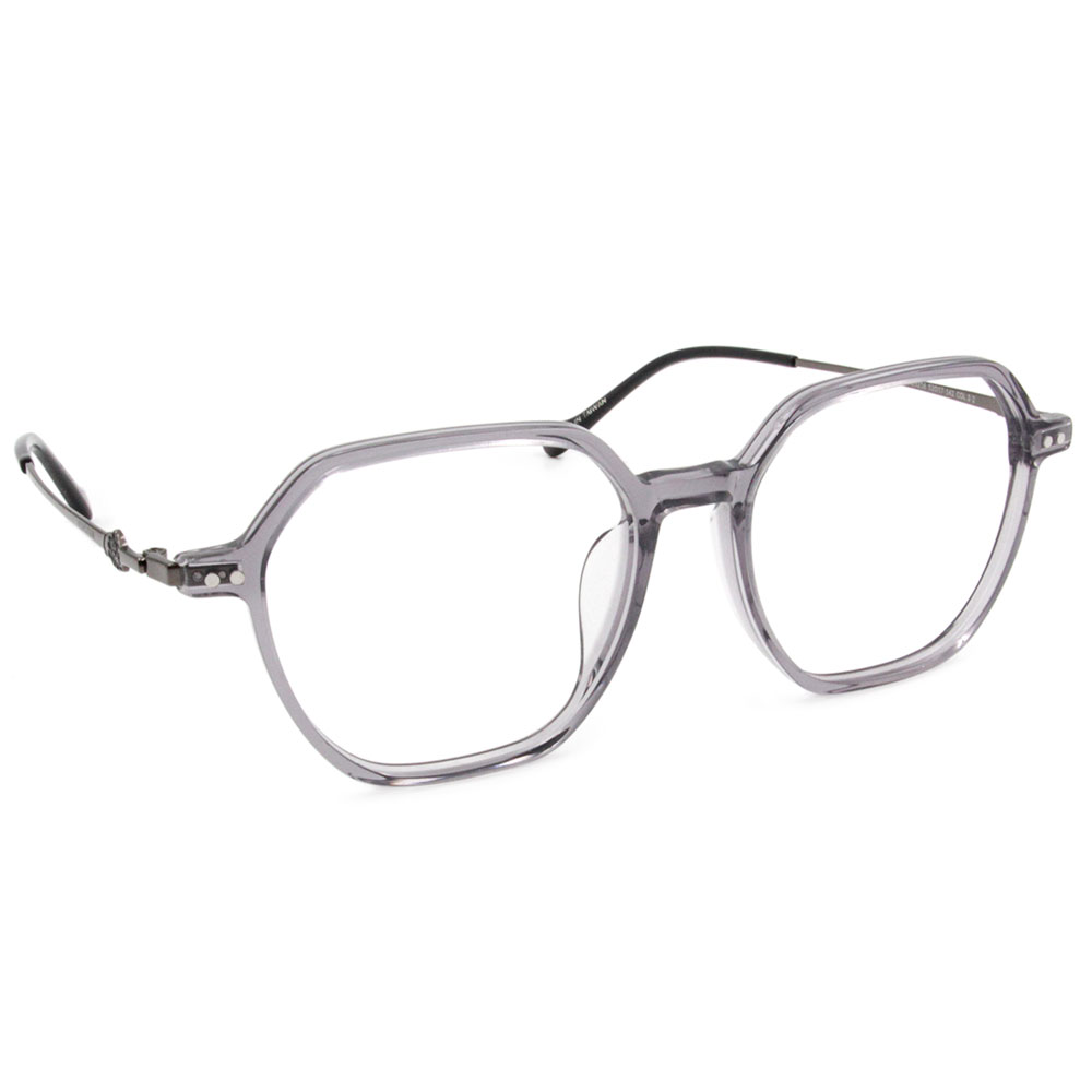 ❰台灣設計師聯名❱_KINGJUN系列｜病毒花也很可愛 多邊框眼鏡 ｜深透灰