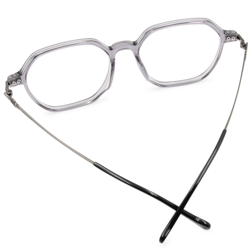 ❰台灣設計師聯名❱_KINGJUN系列｜病毒花也很可愛 多邊框眼鏡 ｜深透灰