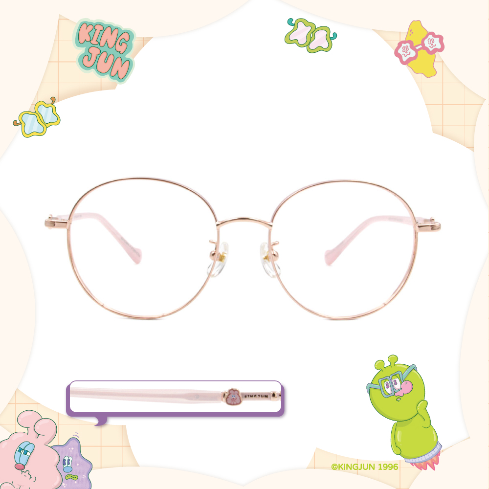 ❰台灣設計師聯名❱_KINGJUN系列｜蠢兔也很溫柔 圓框眼鏡 ｜溫柔粉