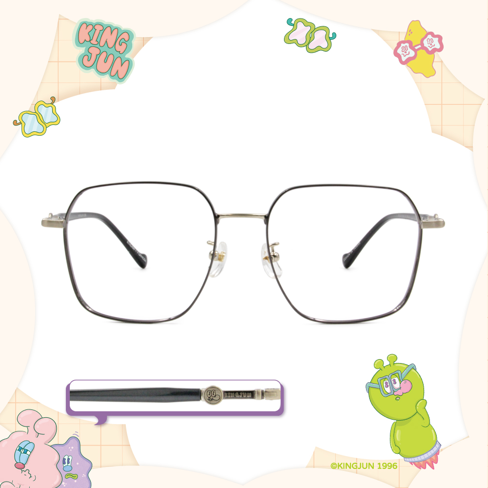 ❰台灣設計師聯名❱_KINGJUN系列｜BT與眼鏡的邂逅 大方框眼鏡 ｜拉絲金/亮槍