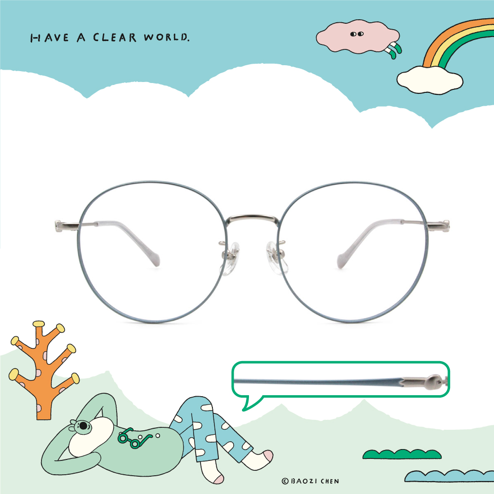 ❰台灣設計師聯名❱_包大山系列｜勇往直前 圓框眼鏡 ｜寶寶藍