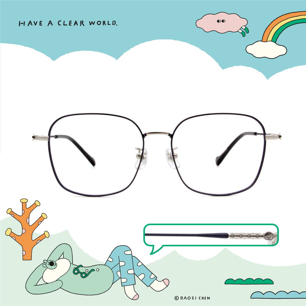 ❰台灣設計師聯名❱_包大山系列｜立體包子 大方框眼鏡 ｜青海藍