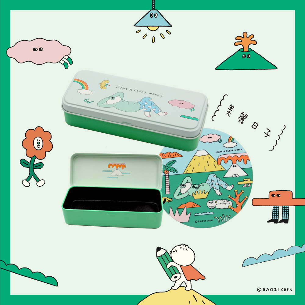 ❰台灣設計師聯名❱_包大山系列｜立體包子 大方框眼鏡 ｜青海藍