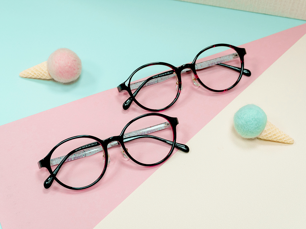 ❰台灣設計師聯名❱_KINGJUN系列｜他是蠢兔 圓框眼鏡 ｜霧黑/透紅