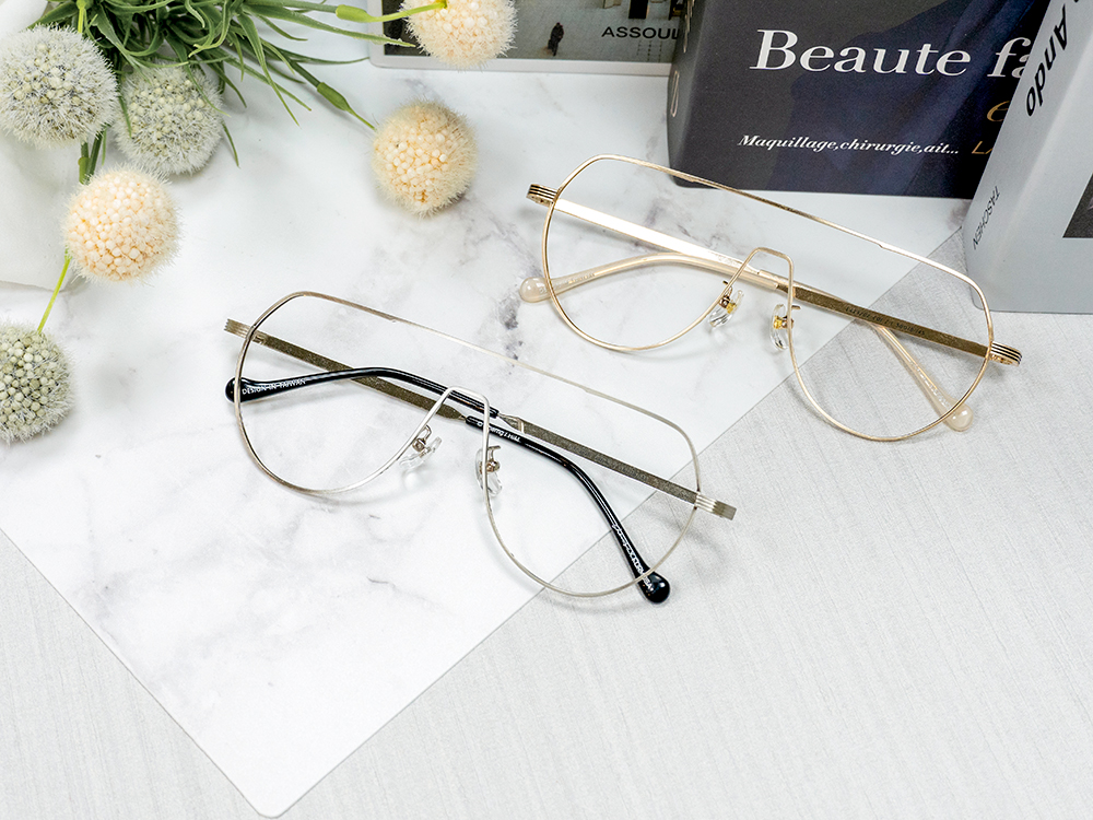 ❰台灣設計師聯名❱_LAIMO系列｜滿版來貘 飛官框眼鏡｜動感金