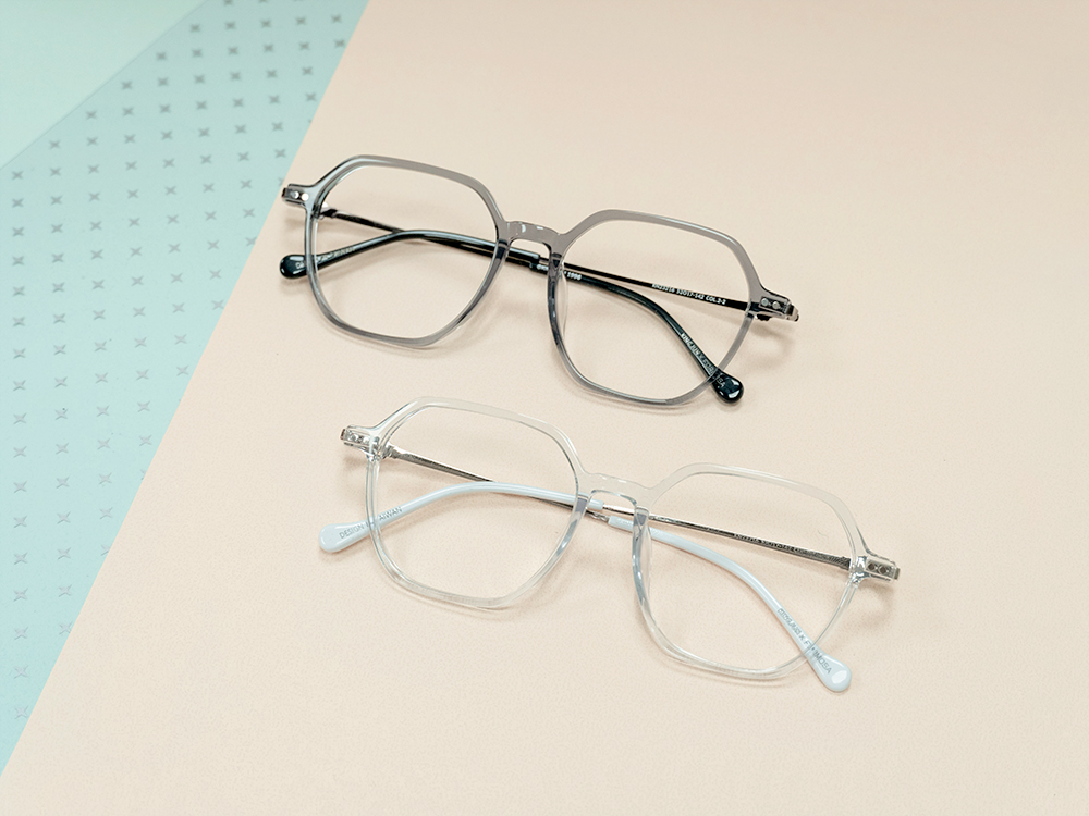 ❰台灣設計師聯名❱_KINGJUN系列｜病毒花也很可愛 多邊框眼鏡 ｜深透灰