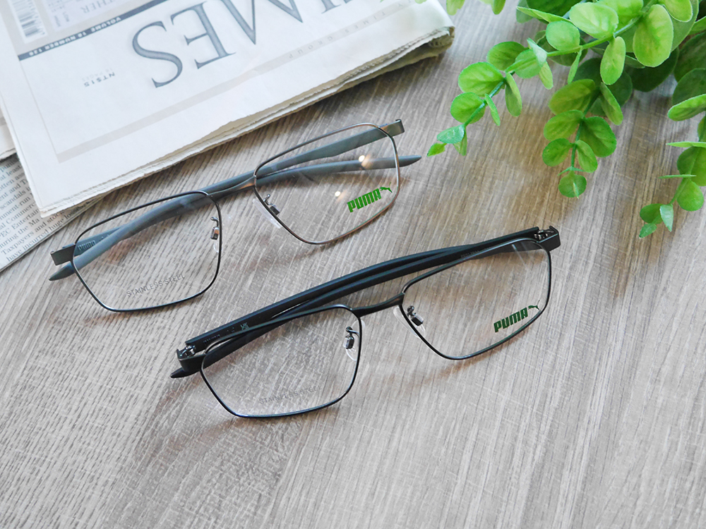 PUMA l 現代風格長方框眼鏡 岩灰