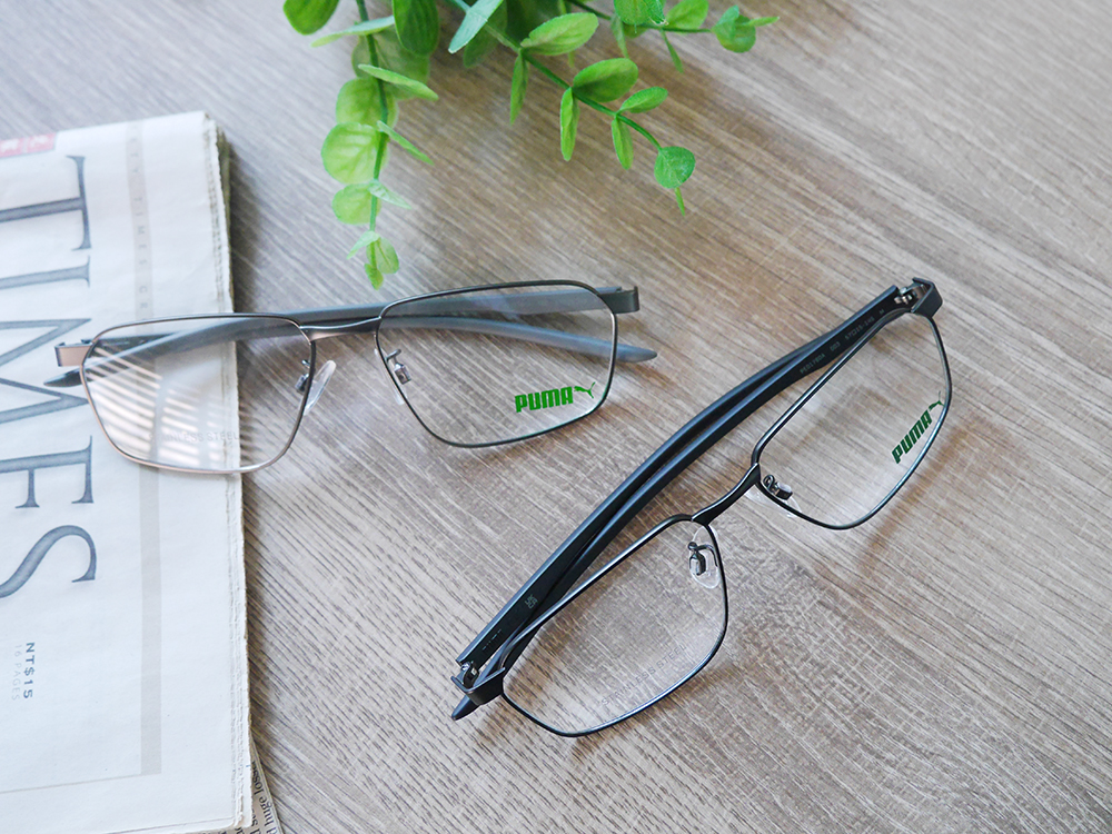 PUMA l 現代風格長方框眼鏡 岩灰