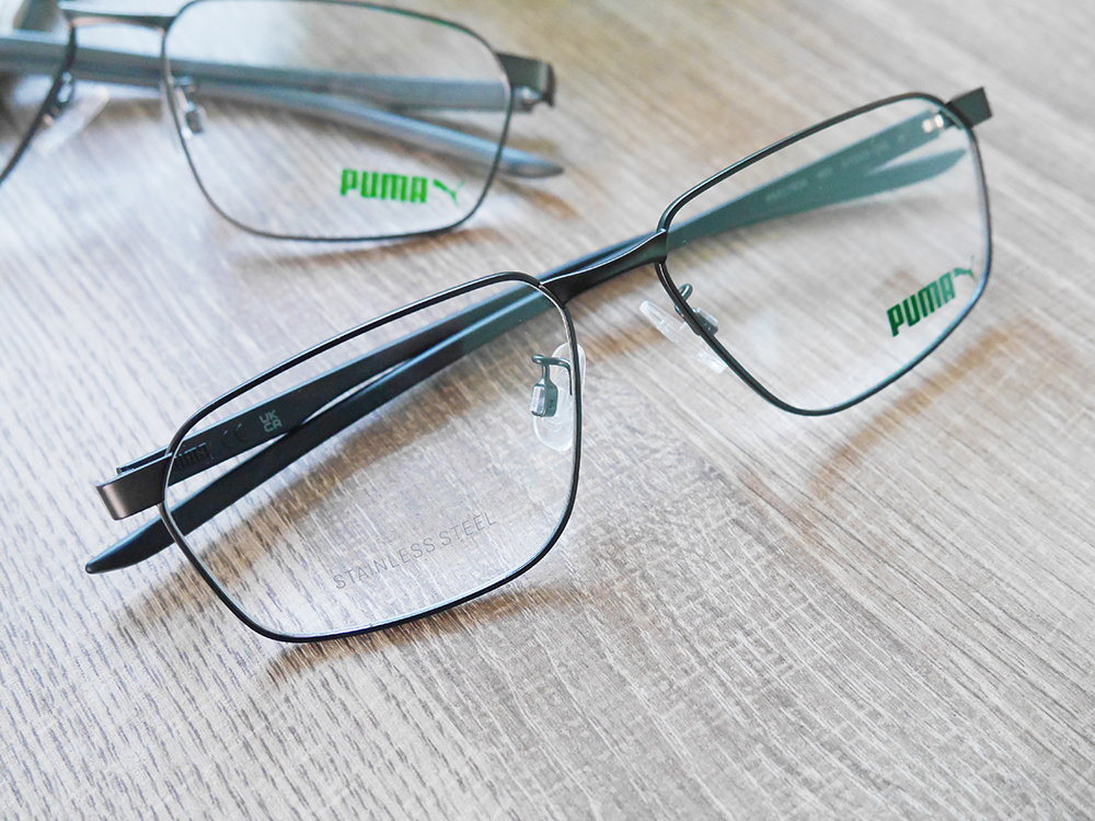 PUMA l 現代風格長方框眼鏡 酷炫黑/紅