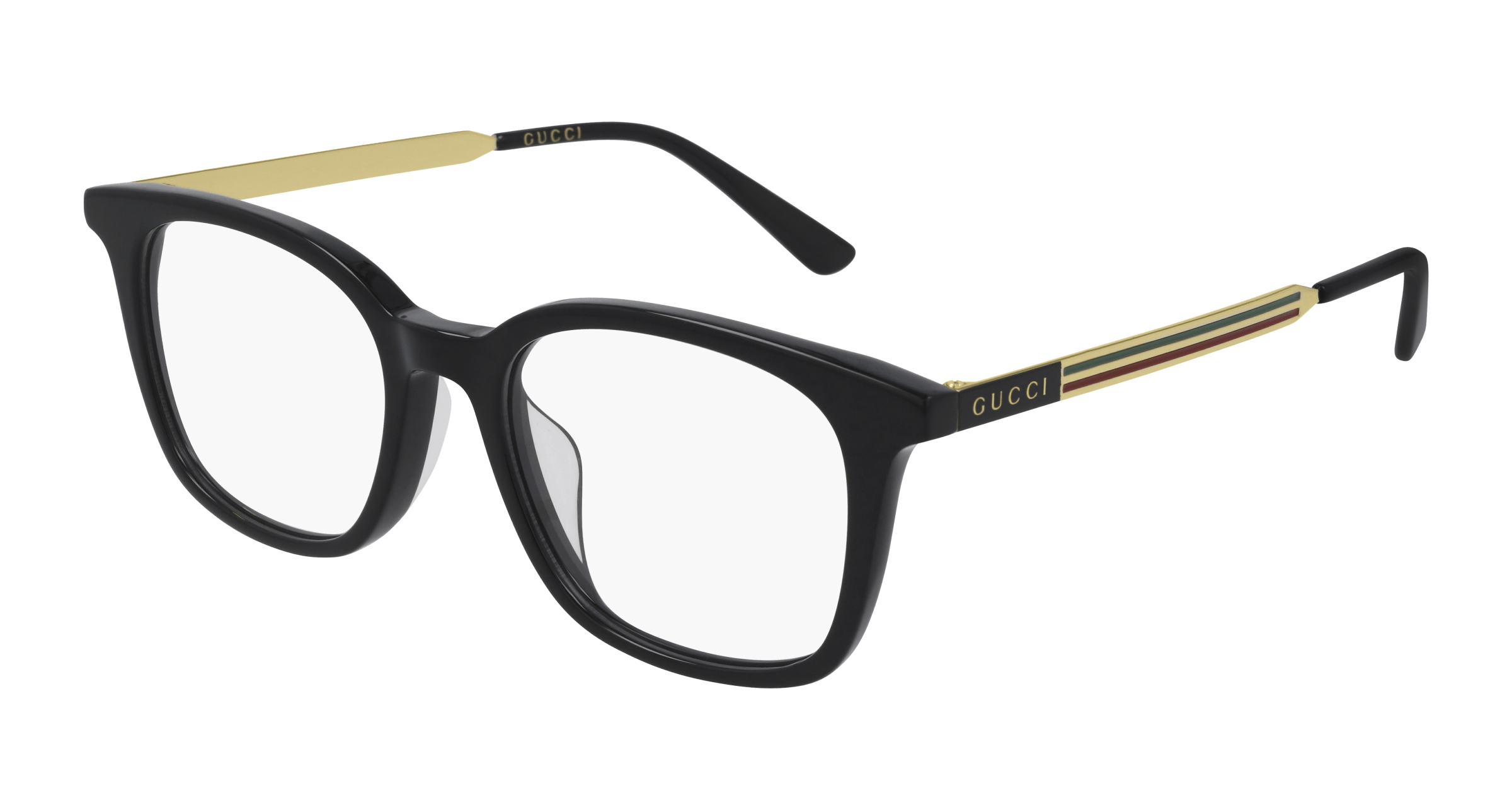 GUCCI | 經典綠紅邊方框眼鏡 博雅黑