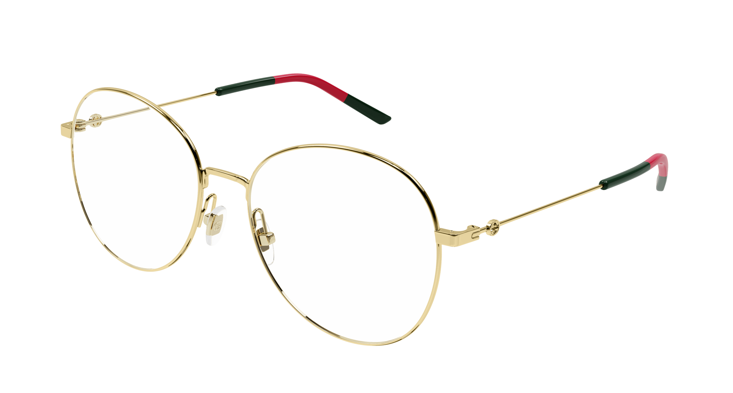 GUCCI | 雙G標誌書生感圓框眼鏡 典藏金