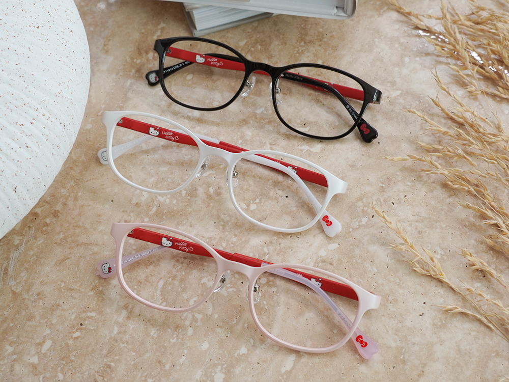 HELLO KITTY▪︎經典｜小圓點點 方框眼鏡｜經典黑/紅