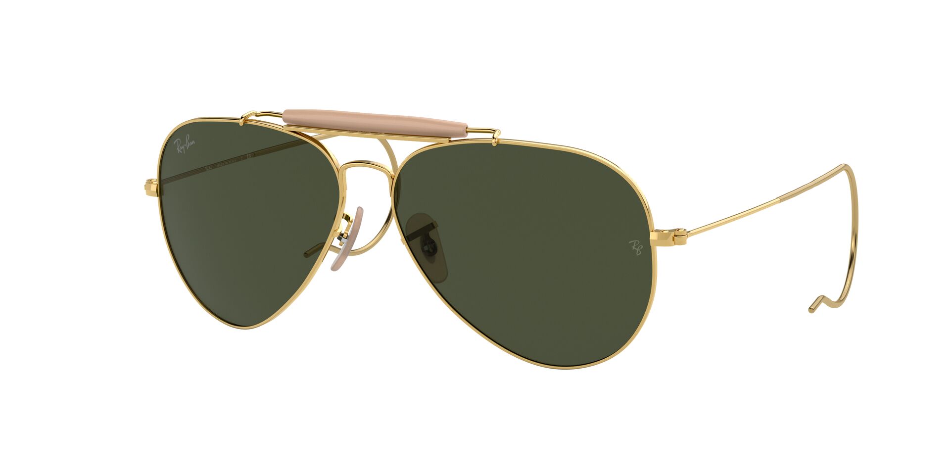 Ray Ban l 捍衛戰士同款-造型雙槓飛官框太陽眼鏡 墨綠/金