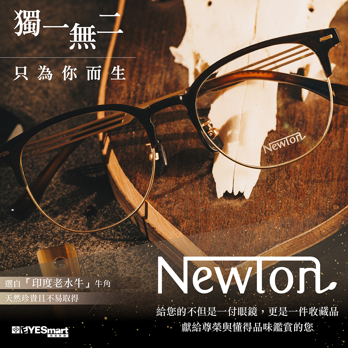 NEWTON︱文藝光彩 威靈頓框眼鏡︱可可深棕