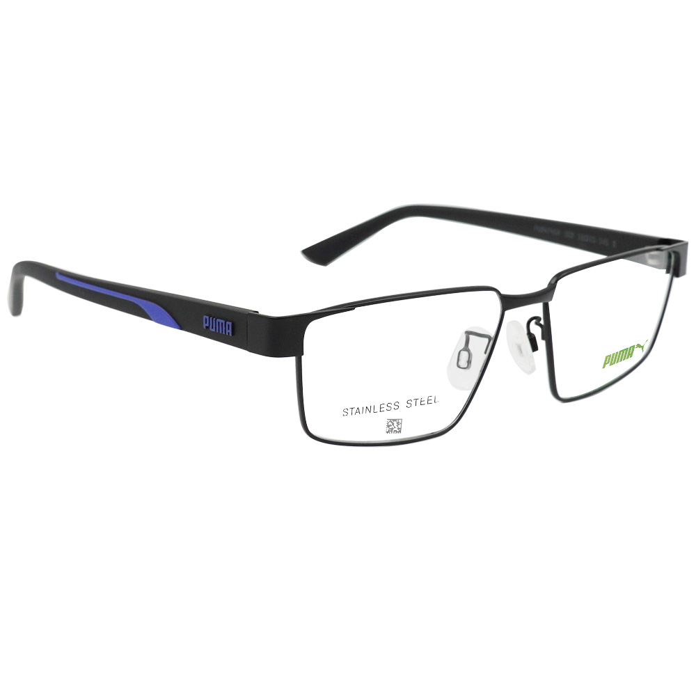 PUMA l 高級沉穩長方細框眼鏡 冷靜黑