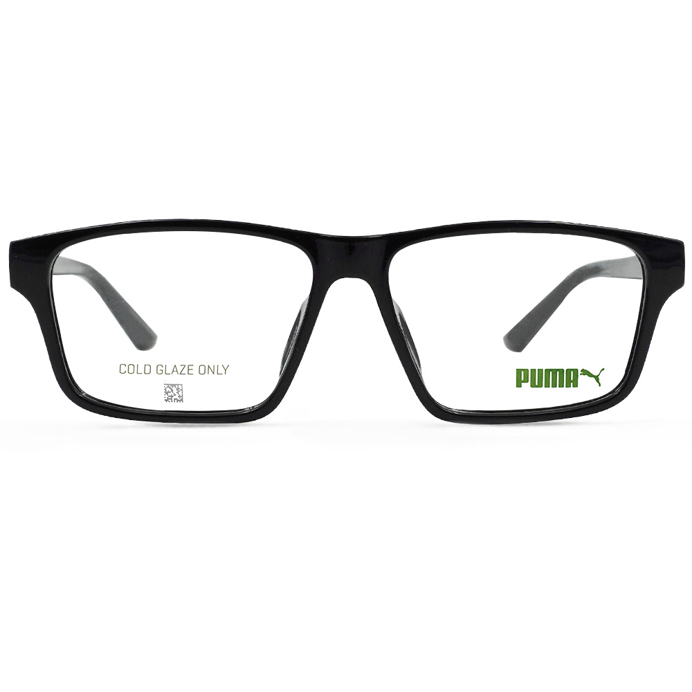 PUMA l 大方有型方框眼鏡 亮面黑
