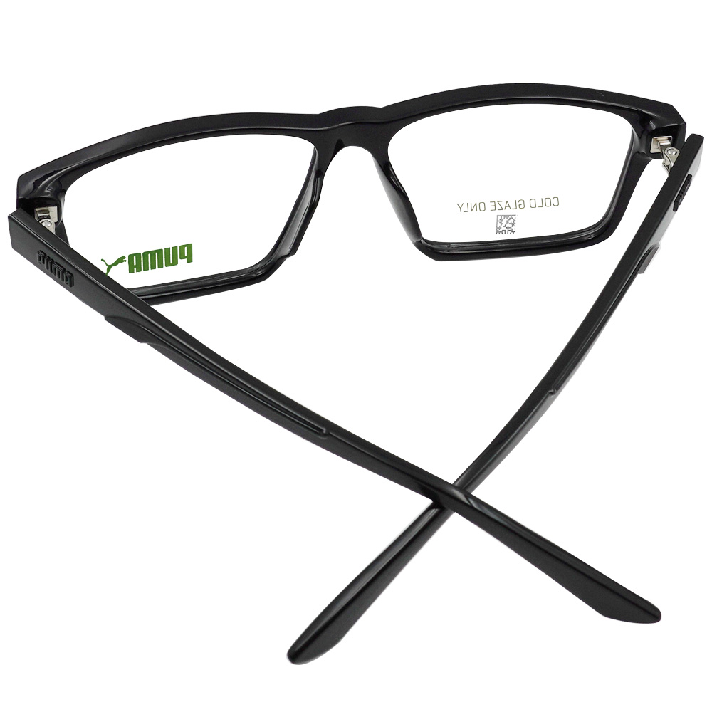 PUMA l 大方有型方框眼鏡 亮面黑