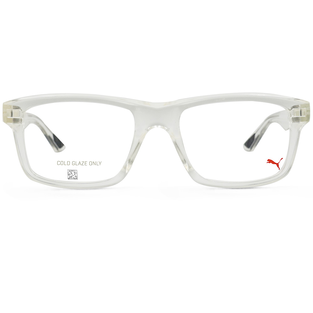 PUMA l 神士品格長方寬眼鏡 冰透白