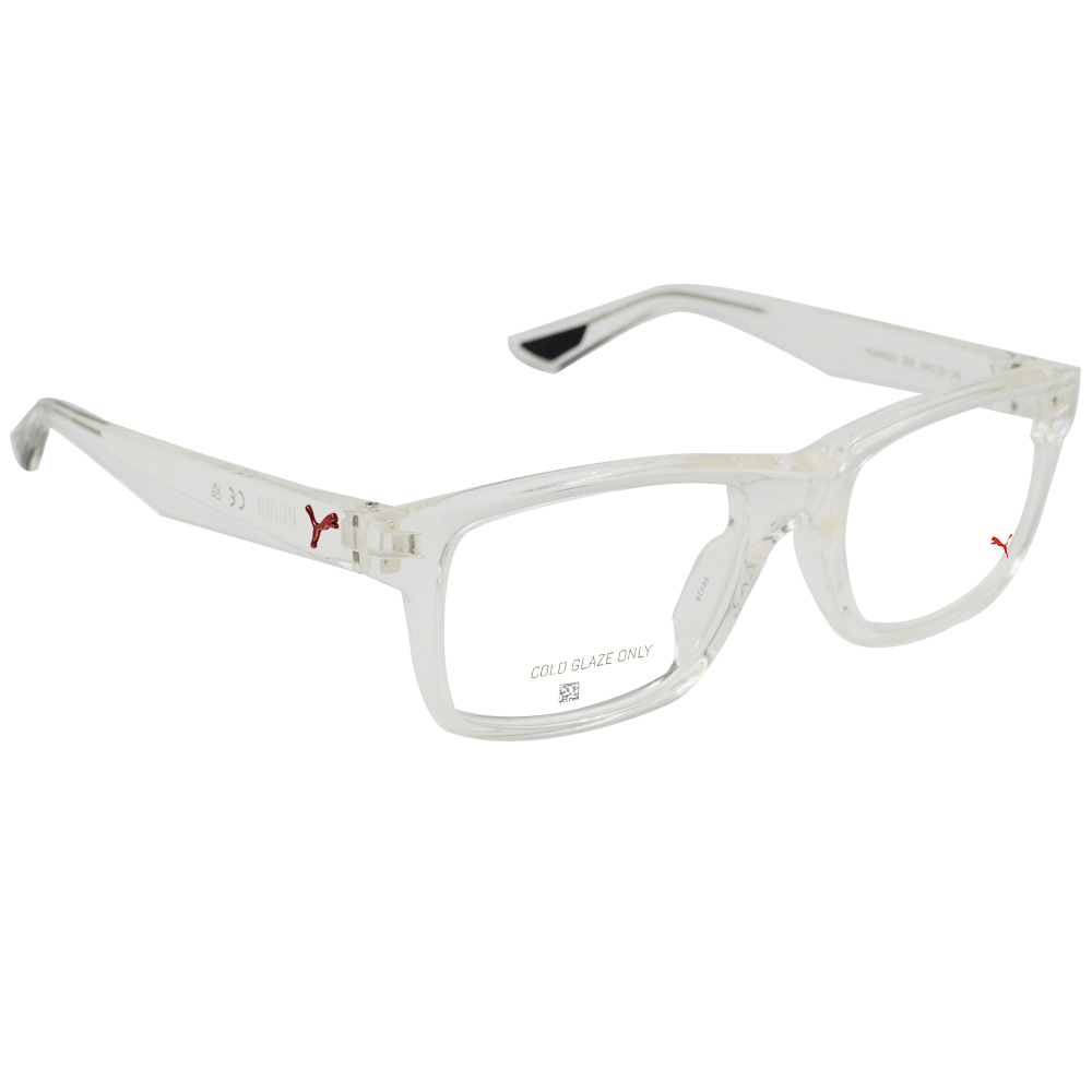 PUMA l 神士品格長方寬眼鏡 冰透白