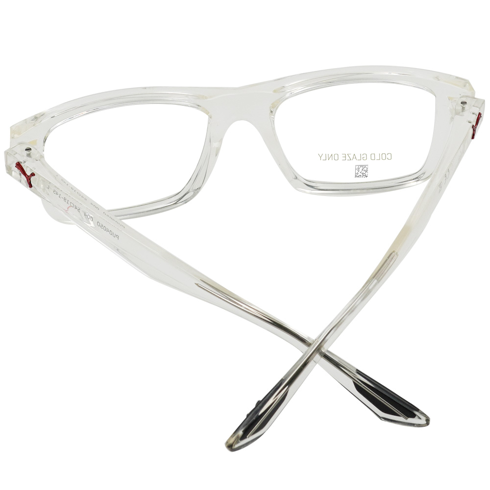 PUMA l 神士品格長方寬眼鏡 冰透白