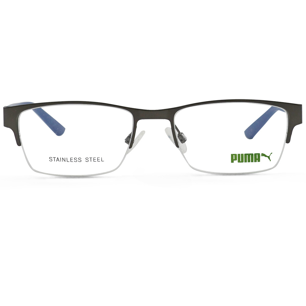 PUMA l 個性犀利長方半框眼鏡 深海銀