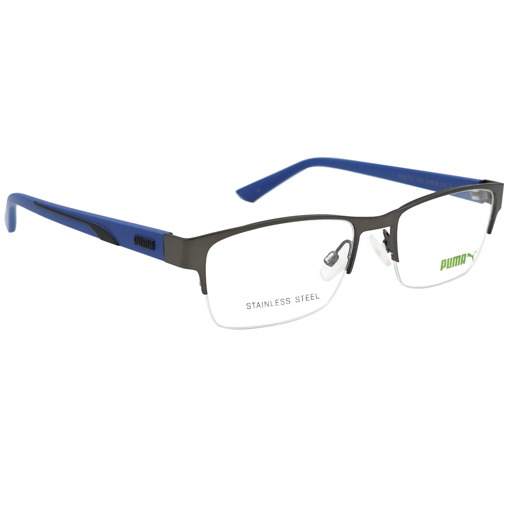PUMA l 個性犀利長方半框眼鏡 深海銀