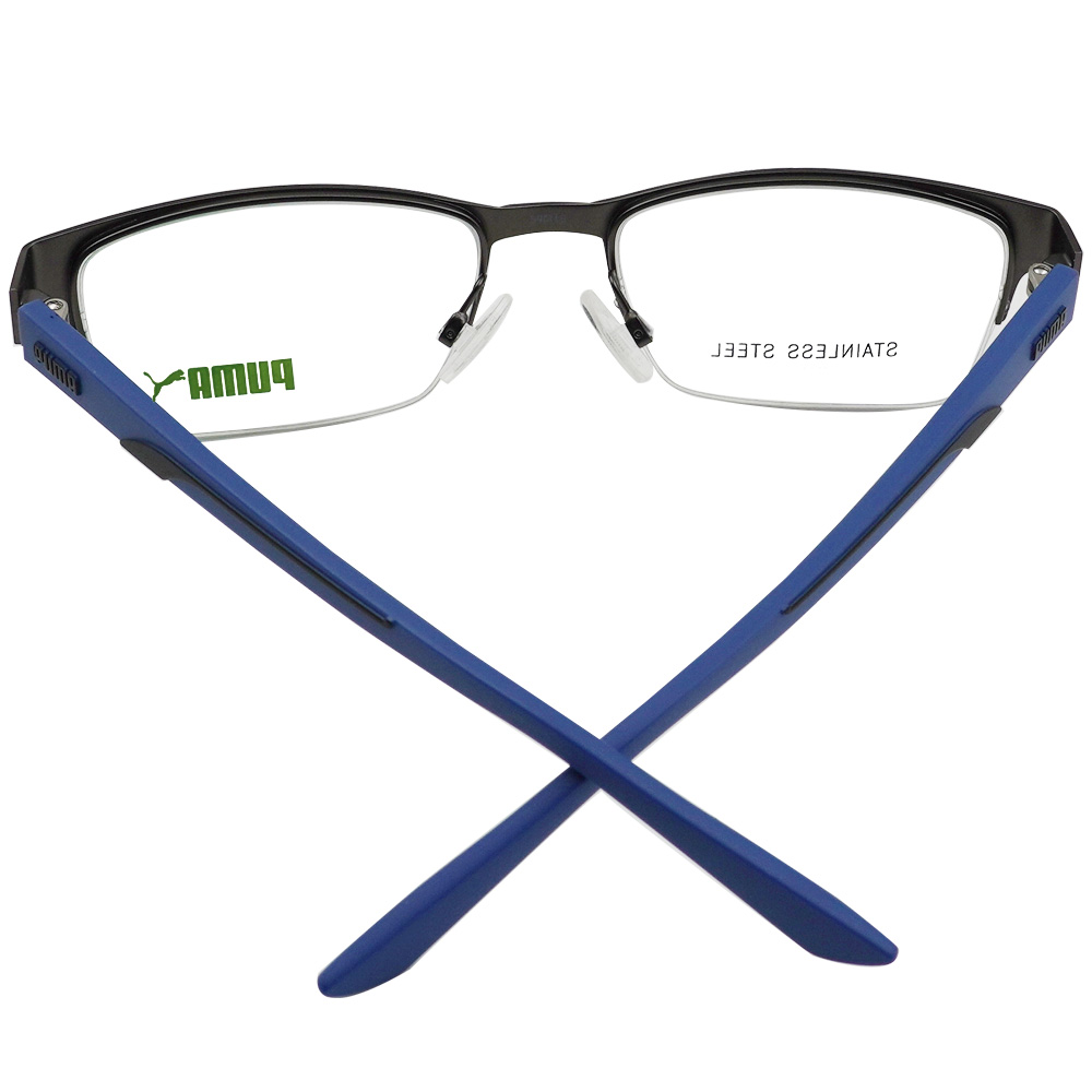 PUMA l 個性犀利長方半框眼鏡 深海銀