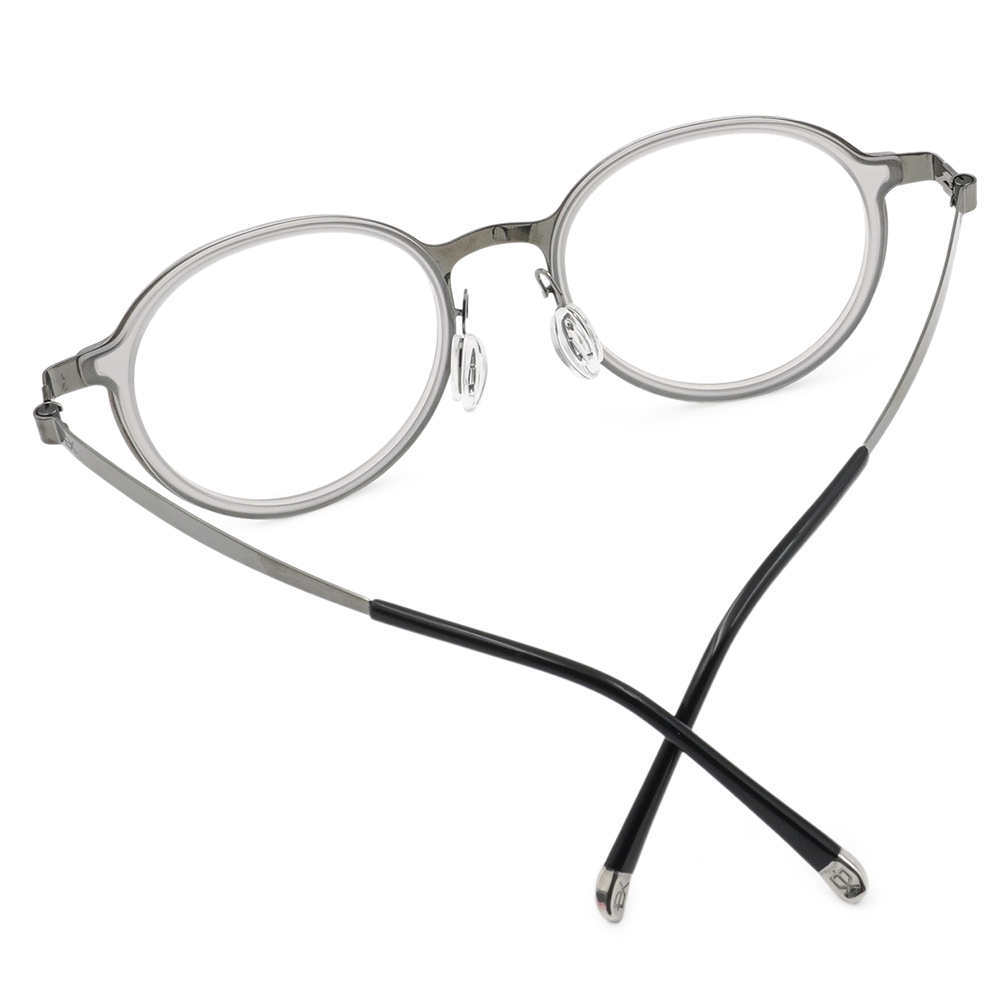 極‧舒適3.0系列 l 英倫復古多邊套圓框眼鏡 | 金屬灰