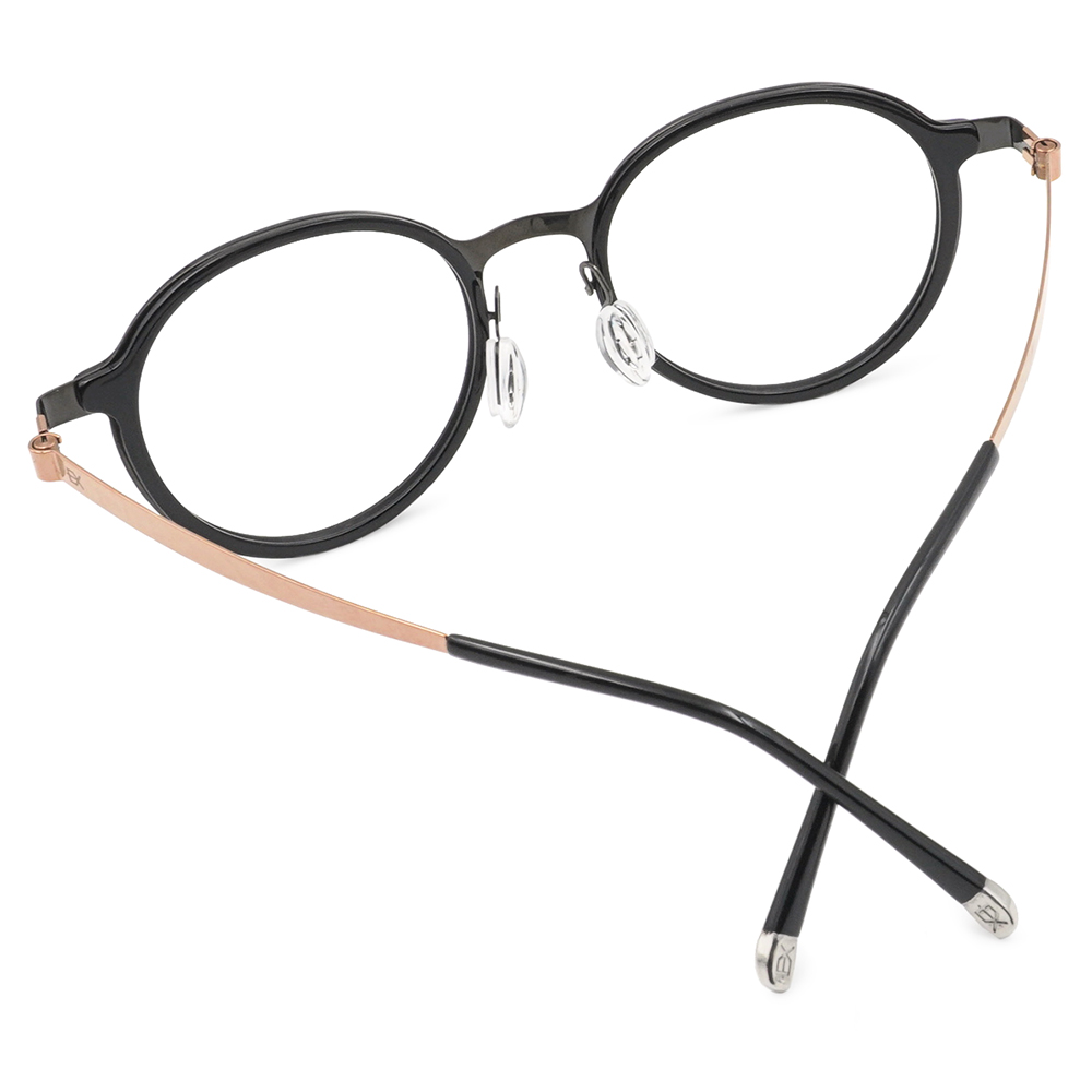 極‧舒適3.0系列 l 英倫復古多邊套圓框眼鏡| 粉黑