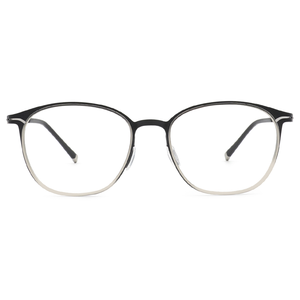 極‧舒適3.0系列 l 高雅多邊圓框眼鏡 | 黑X銀