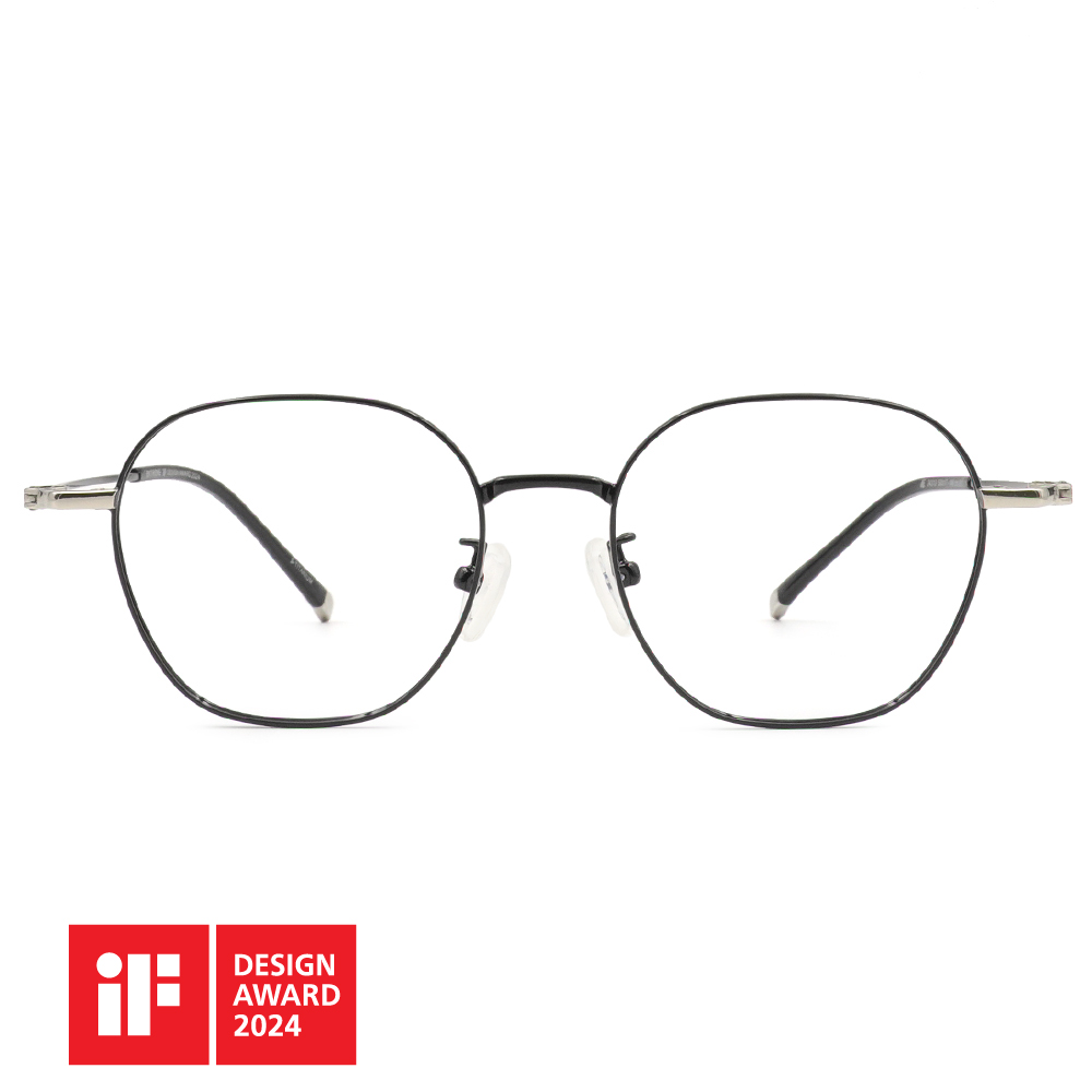 🏆IF設計獎 | 極‧舒適3.0系列 l 摩登多邊框眼鏡 l 光澤黑