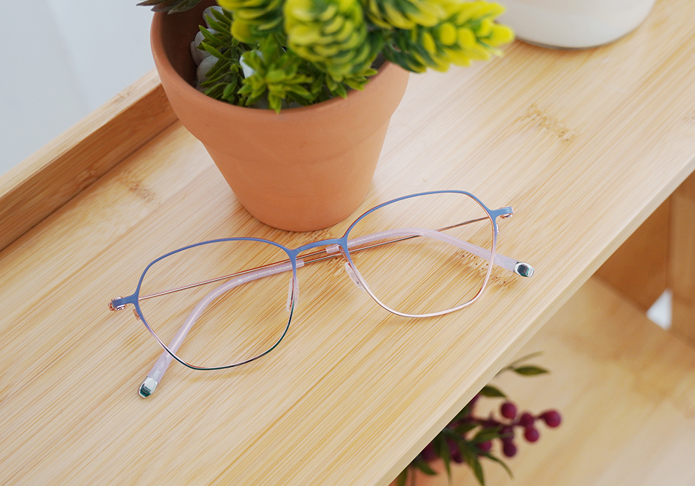 極‧舒適3.0系列 l 青春多邊框眼鏡 l 漸層粉藍