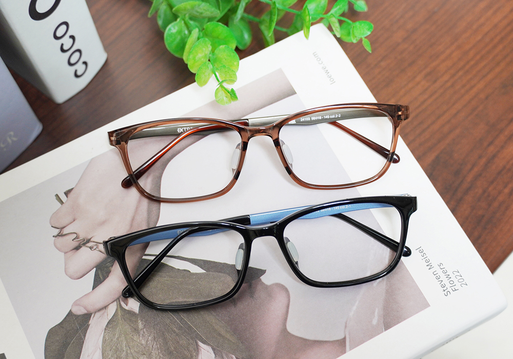 極‧舒適3.0系列 l 雙色長方框眼鏡 l 經典灰咖