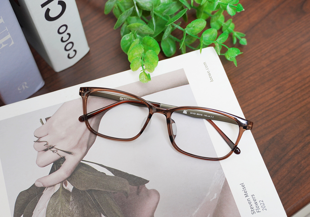 極‧舒適3.0系列 l 雙色長方框眼鏡 l 經典灰咖