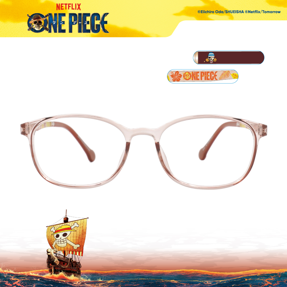 ONE PIECE |娜美-可可亞西村 長方框眼鏡|冰透荔枝果凍粉