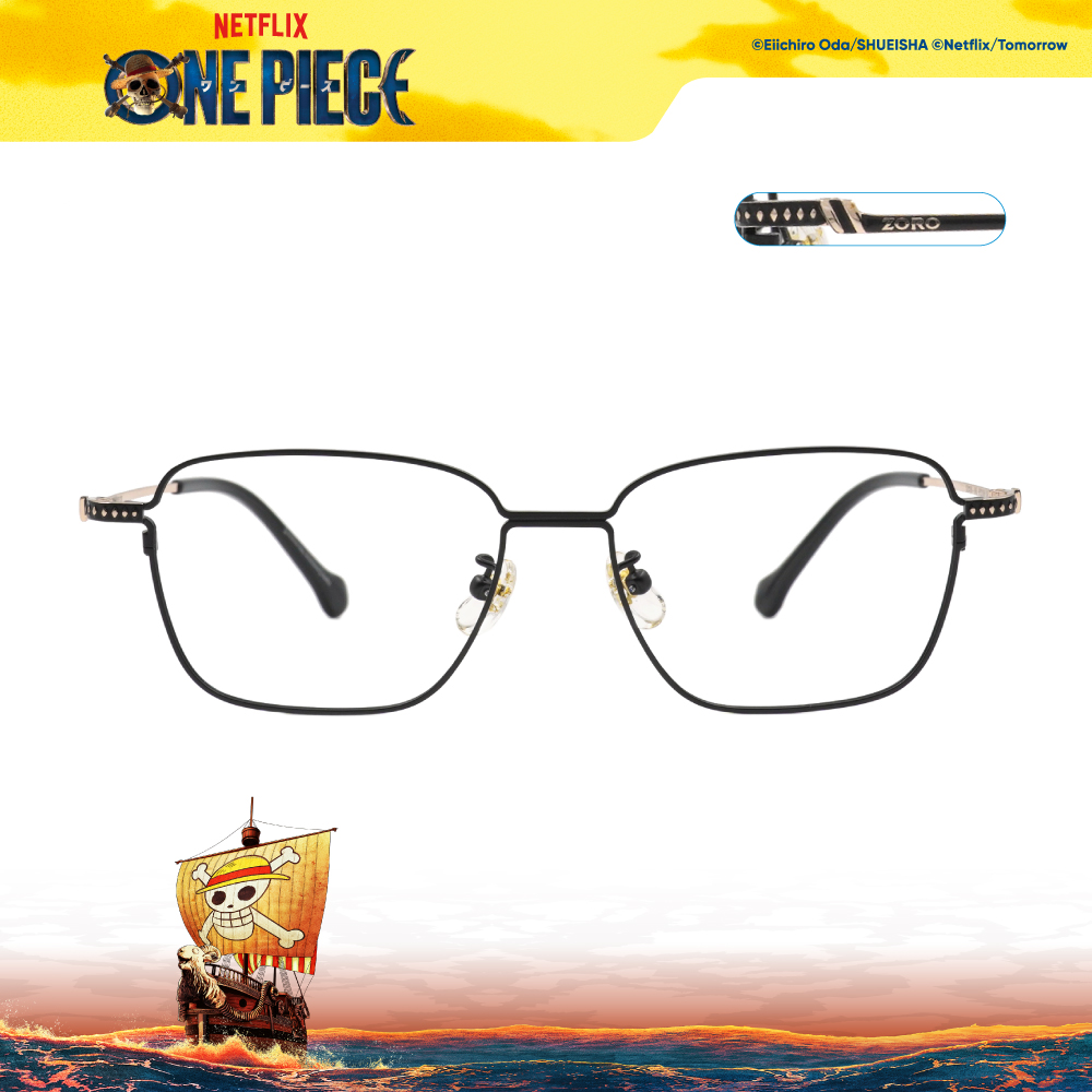 ONE PIECE |索隆-和道一文字 長方框眼鏡|空獅子黑