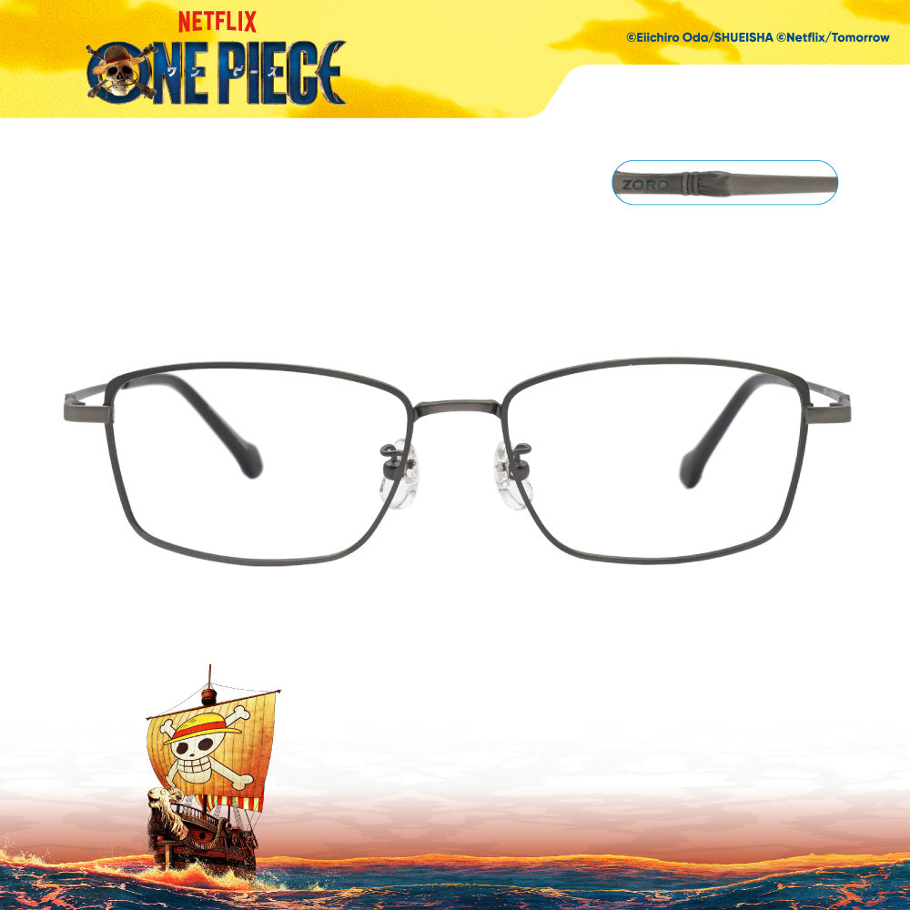 ONE PIECE |索隆頭巾-一生懸命劍士魂 方框眼鏡|品格灰