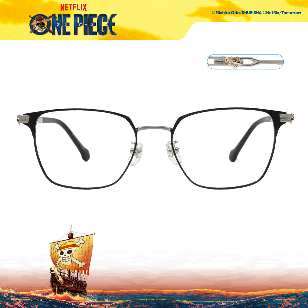 ONE PIECE |魯夫-友情羈絆船錨方框眼鏡|霧質黑