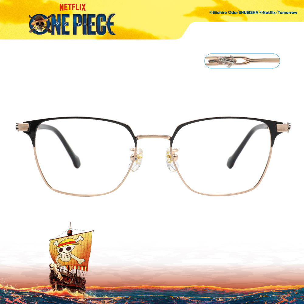 ONE PIECE |魯夫-友情羈絆船錨方框眼鏡|漸層黑金