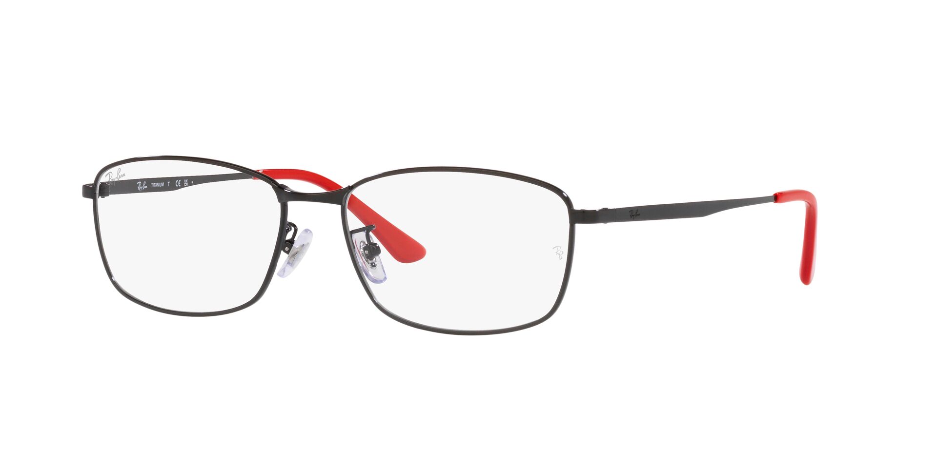 Ray Ban |精心長方框眼鏡 |黑X紅