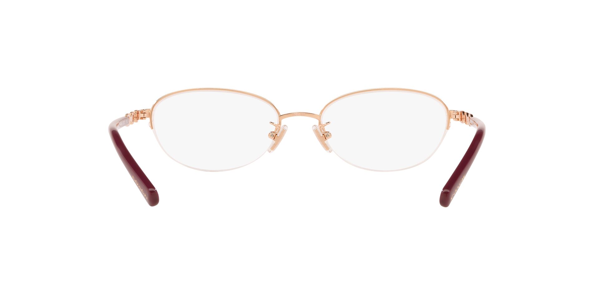 COACH | 品牌LOGO精緻橢圓框眼鏡 |金/紅咖