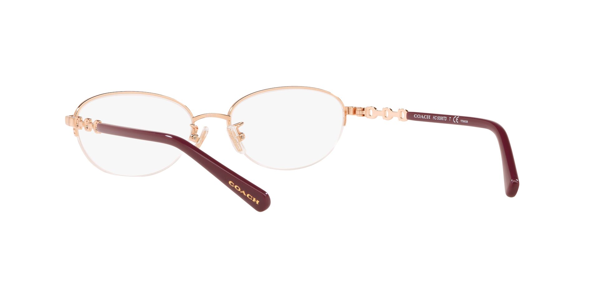 COACH | 品牌LOGO精緻橢圓框眼鏡 |金/紅咖