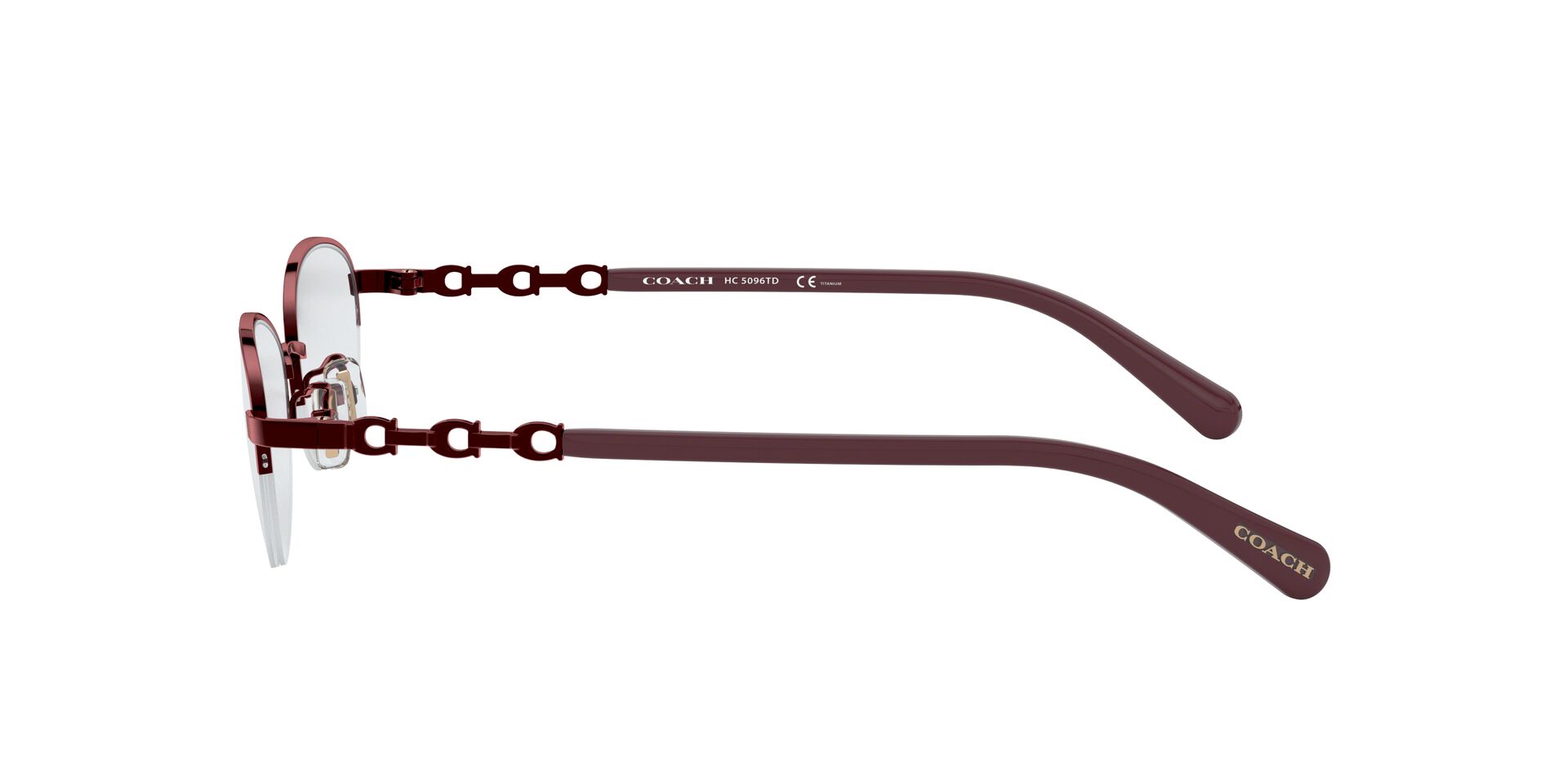 COACH | 品牌LOGO精緻橢圓框眼鏡 |楓葉紅