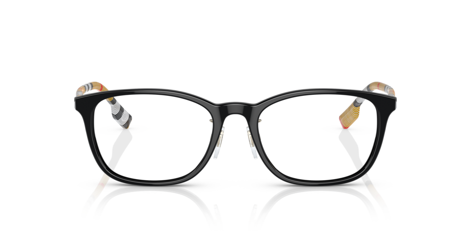 BURBERRY |精緻格紋方框眼鏡 |亮面黑