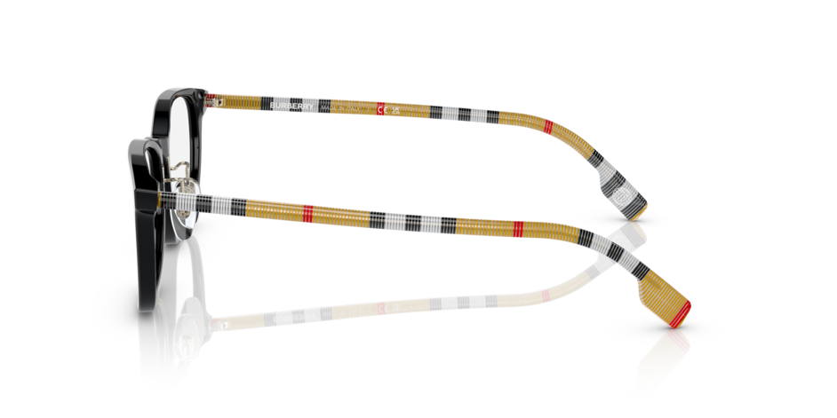 BURBERRY |精緻格紋方框眼鏡 |亮面黑